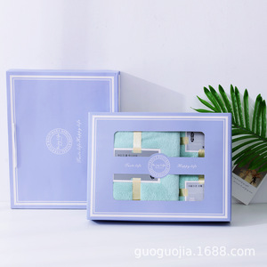 ชุดกล่องของขวัญผ้าขนหนูคอรัลฟลีซ ผ้าเช็ดตัวอาบน้ำ 70x140 ซม. ผ้าเช็ดมือ 35x75 ซม. ปักลาย ของชำร่วยงานแต่งงาน พร้อมบรรจุภัณฑ์ - Product Image 3