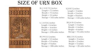 Premium Solid Wood Funeral Urn with Elegant Tree Carving | Handmade <b>Memorial</b> <b>Keepsake</b> Urn <b>Box</b> For Human Ash - Product Image 2