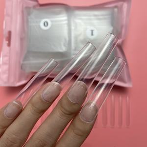 Puntas <span class=keywords><strong>de</strong></span> uñas cuadradas 3XL, 5,5 CM, 3XL, 12 tamaños, suministro personalizado, Etiqueta Privada, largas, cuadradas, transparentes, cubierta completa - Product Image 5