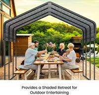 Cochera Metálica Resistente de 10'x15', Garaje Exterior para Autos con Estructura Reforzada, Techo Galvanizado para Autos y Barcos