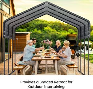 Abri de voiture en métal robuste de 10'x15', <span class=keywords><strong>garage</strong></span> extérieur, abri de voiture avec cadre plus lourd, toit galvanisé pour voitures et bateaux - Product Image 5