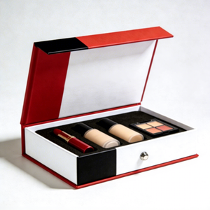 Boîte magnétique personnalisée de luxe avec logo imprimé <span class=keywords><strong>sur</strong></span> mesure, couleur blanc <span class=keywords><strong>et</strong></span> <span class=keywords><strong>rouge</strong></span>, emballage cosmétique en carton rigide avec insert - Product Image 2
