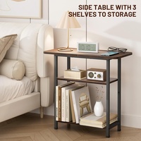Table d'appoint en bois moderne et durable pour salon et chambre à coucher, design à 3 niveaux de rangement, montage facile, idéale pour les petits espaces