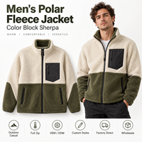 Veste d'hiver pour homme en polaire Sherpa à poils longs, motif géométrique, entièrement zippée, manteau d'extérieur, motif personnalisé, OEM ODM, fournisseur d'usine en gros
