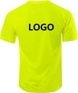 T-shirt de travail à manches courtes en maille 100% polyester personnalisé, haute visibilité, orange jaune, évacuation de l'humidité, poche poitrine, lettre de sécurité - Product Image 2