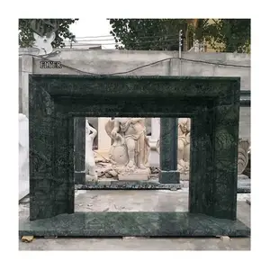 Custom Modern Home Decoration Freestanding Natural Stone Fireplace Surround Polished Italy Green Marble Fireplace Mantel
