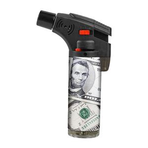 2025 nouveautés argent imprimer Logos personnalisés coupe-vent rechargeable barbecue bougie Jet torche inclinée briquets pour cigare - Product Image 1