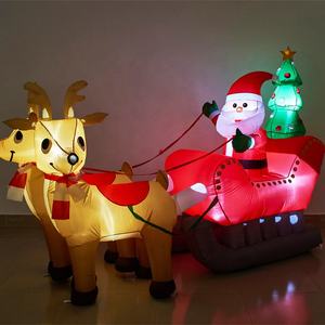 Décoration de Noël gonflable d'extérieur de 7 pieds de long, Père Noël gonflable sur traîneau avec rennes - Product Image 6