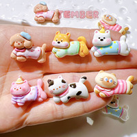 Breloques fines en résine, motifs animaux mignons (chats, chiens) en action, pour loisirs créatifs, boucles de chaussures, gobelets, accessoires pour cheveux, Noël