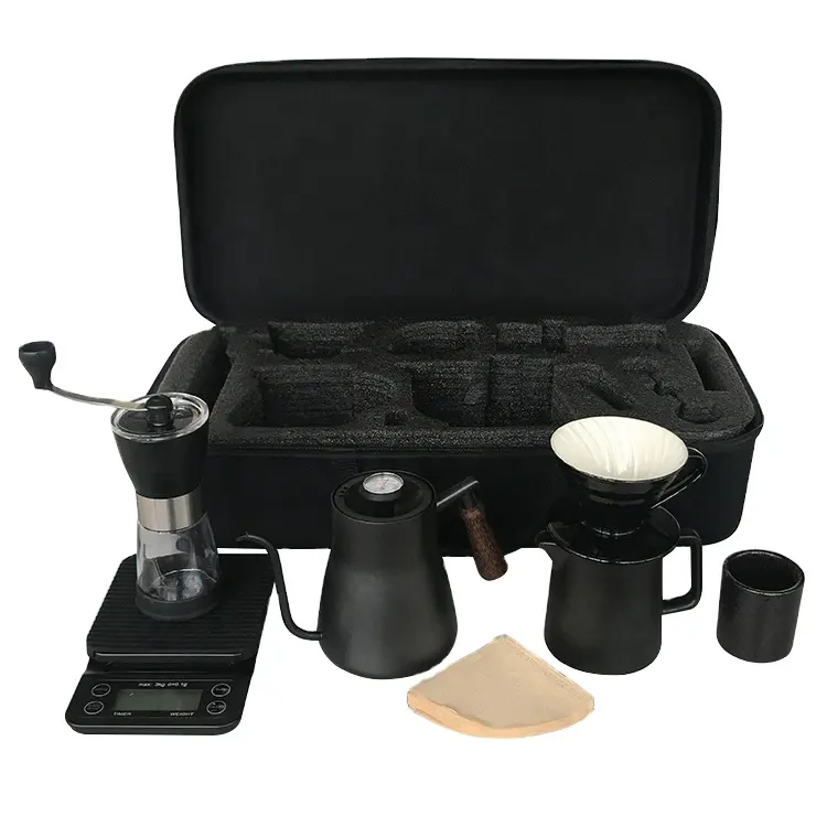 Tragbare Reisetasche 850 ML Wasserkocher V60 Ceramics Server & Dripper Handgemachtes Kaffeemaschinen-Set