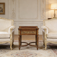 Table d'appoint en bois massif sculpté, classique, avec un seul tiroir, style vintage, table d'appoint européenne pour salon, canapé, mobilier de hall