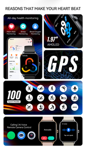 Nouvelle Montre Connectée GTS1 2026 pour Hommes, Suivi d'Activité avec GPS, Étanche 5ATM, Moniteur de Fréquence Cardiaque, d'Oxygène Sanguin et de Stress - Product Image 5