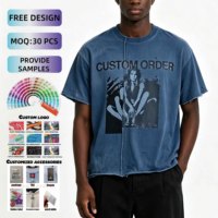 Camiseta Oversize para Hombre, 100% Algodón de Alto Gramaje, con Bajo sin Rematar, Estampado Digital, Lavado Ácido, Estilo Vintage Desgastado, Formal y Personalizada