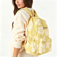 Sac à dos tendance imprimé Hawaï pour femmes, sac léger en nylon ripstop doux, idéal pour le camping, le shopping et les courts voyages