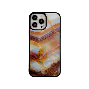 Wildflower WF Marble Back Cover 2 in 1 Tempered Glass Phone Case cover for iPhone 11 12 13 Pro X XS Max XR 7 8 Plus