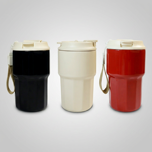 USA stock Stainless Steel Vacuum Insulated Tumbler 16oz Double Wall With Rope Red White Black Travel Mug Minimalist Design - Product Image 1