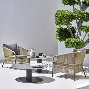 Conjunto de mesa y sillas de patio para exteriores, estilo escandinavo, de aleación de aluminio, impermeable, para villa, hotel, balcón - Product Image 4