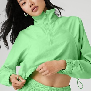 Ropa activa con logotipo personalizado para gimnasio, Jersey ligero de poliéster 100%, Chaqueta corta de gran tamaño para <span class=keywords><strong>mujer</strong></span> - Product Image 4
