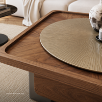 Ensemble de table basse et table carrée de style parquet italien moderne avec rangement, taille/couleur personnalisables pour salon, mobilier de maison