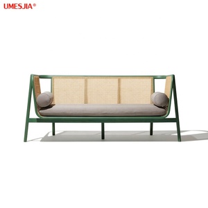 Hem <span class=keywords><strong>Sofa</strong></span> Rattan 3-Sitzer Eschenholzrahmen Stoffsofa Moderne Wohnzimmermöbel Korbsofa - Product Image 5