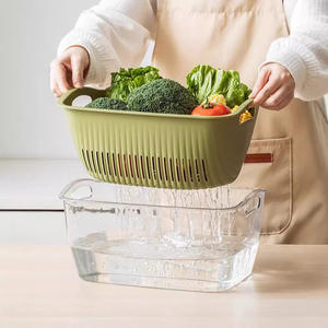 ตะกร้าล้างผักพลาสติกแบบเรียบง่าย ขนาดใหญ่ สำหรับอ่างล้างจาน ตะแกรงกรองผลไม้และข้าว กระชอนครัว - Product Image 5