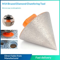 Outil de chanfreinage diamanté brasé M14 transfrontalier pour meuleuses d'angle, pour pierre, carrelage céramique, verre, modèle de foret conique à expansion