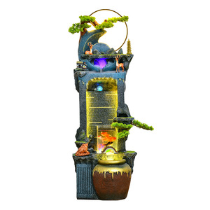Fontaine d'eau sur pied Quanfangyuan avec rochers et éclairage LED pour salon, entrée et décoration intérieure - Product Image 5