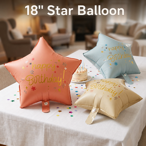 ลูกโป่งฟอยล์รูปดาว 18 นิ้ว สีด้าน ยี่ห้อ BLN Wholesale สำหรับงานวันเกิด งานปาร์ตี้เด็ก งานเลี้ยงฉลองทารกแรกเกิด ตกแต่งธีมต่างๆ - Product Image 1