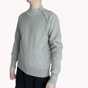 Autumn <b>Mock</b> <b>Neck</b> Diagonal Design Knit <b>Sweater</b> Print Pattern Trendy Casual <b>Men's</b> Fitted Top - Product Image 3