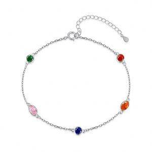 Dylam Women's Elegant Link Charm <b>Bracelet</b> 925 Sterling Silver Colorful 5A Cubic Zirconia <b>Adjustable</b> <b>Bracelets</b> - Product Image 1