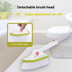 Juego de 1 cepillo de limpieza 2 en 1 para baño con mango largo, cabezal de cerdas y cabezales de esponja extensibles, al por mayor - Product Image 5