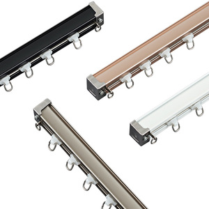 Rail de rideau en alliage d'aluminium blanc mat, noir, champagne, violet, or, fixation supérieure, guide silencieux avec crochets, design moderne - Product Image 3
