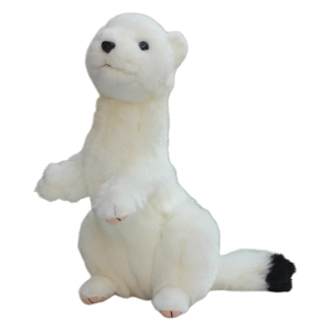 Peluche Furet Assis Réaliste avec Pattes Roses et Queue Noire, Coussin Câlin, Décoration d'Intérieur, Doux, Blanc, Moelleux et Adorable - Product Image 1