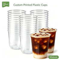 Gobelet jetable rond en PET pour boissons froides avec couvercle, logo personnalisable, origine Guangdong, pour Boba et Lattes de noix de coco