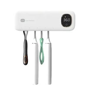 Esterilizador de cepillos de dientes LED UVC de pared con secado por viento para el hogar, accesorios de baño impermeables - Product Image 1