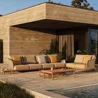 Ensemble de canapés de jardin en teck, design minimaliste, durable, imperméable, pour villa et hôtel, table et chaises d'extérieur