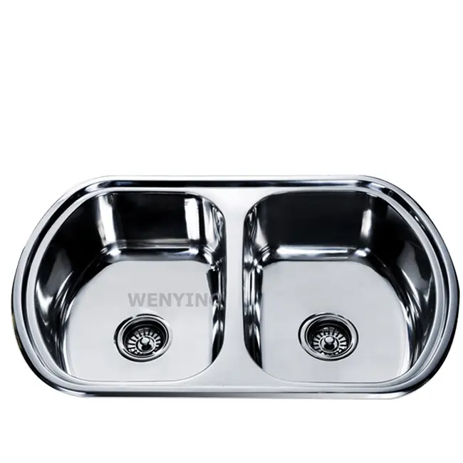 WY-7749 fabrika fiyat entegre damgalama lavabo mutfak 304 paslanmaz çelik mutfak lavabo