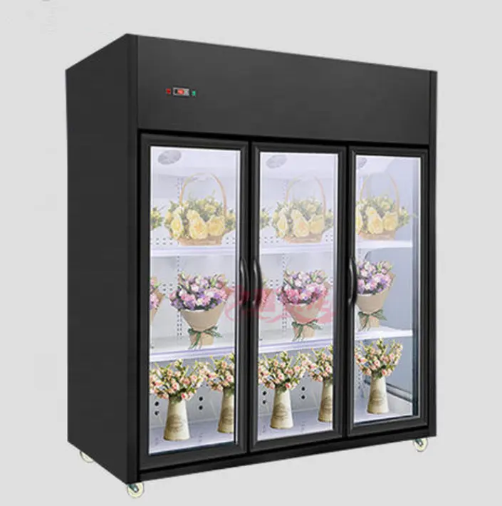 상업적인 투명한 유리제 문 꽃 냉장고 전시 냉각장치/신선한 꽃 냉장고