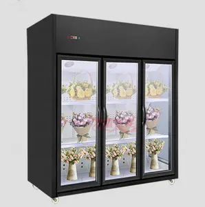 Refrigerador de flores para puerta de vidrio transparente comercial, refrigerador de flores frescas