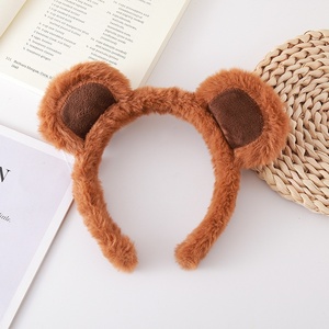 Serre-tête en plastique avec oreilles d'ours, mignon, dessin animé, pour le lavage du visage, masque, fête d'enfants, fait main, unisexe, doux, automne-hiver - Product Image 4