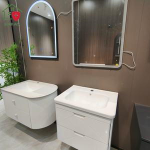 Meuble de salle de bain compact avec double tiroir, lavabo blanc et design mural - Product Image 2