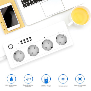 Prise intelligente Wi-Fi Tuya à quatre prises avec assistance vocale, 1,5 m, charge rapide USB, compatible UE uniquement, économique PST-SA-P702U - Product Image 2
