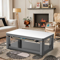 Table basse en céramique chauffante au graphène de 1,38 m avec contrôle intelligent 1000W, table cheminée à chauffage rapide pour salon