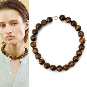 11 मिमी की बड़ी प्राकृतिक पत्थर बाघ की आंख की गांठ, हार के बाद हार - Product Image 5