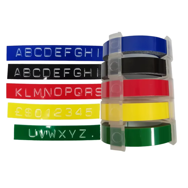 Compatible DYMO 9mm * 3M Black Red Green Self-Adhesive 3D Plastic Smooth Embossing Label Tape for Handheld Label Maker Printer