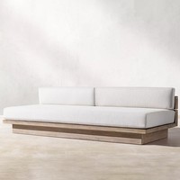 Ensemble de canapé d'extérieur en teck en forme de L avec structure en bois massif, style américain, design détachable pour jardin et villa