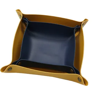 2020 High-quality Folding waterproof practical leather storage serving tray for office hotel home Hold small objects