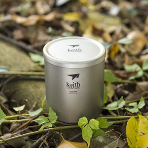 Portable Modern Minimalist Eco-Friendly Double-wall Titanium Mug Lid Silver Gray <b>Sandblasted</b> 220ml/7.4oz Outdoor Camping Home - Product Image 1