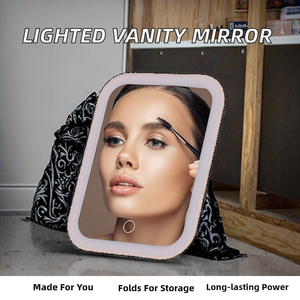 Espejo de Maquillaje Cuadrado con Luz LED, Recargable por USB, Inteligente, con Logotipo Personalizado, Rotación de 360°, Económico - Product Image 2