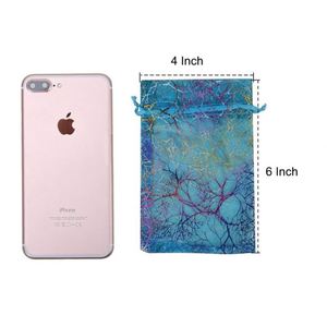 Sacs cadeaux en organza bleu corail pour bijoux, bonbons et cadeaux de mariage - Product Image 3